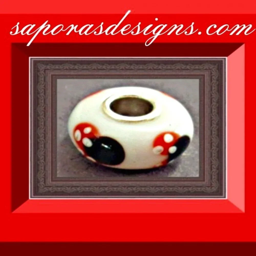 Minnie Mouse Theme Glass Charm For Bracelet